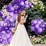 133 Pcs Purple Balloon Garland Kit Metallic Dark Pastel Confetti Balloons Party Decor