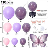Butterfly Balloon Garland Arch Kit 110 Pcs Purple Pink Balloons Party Decor