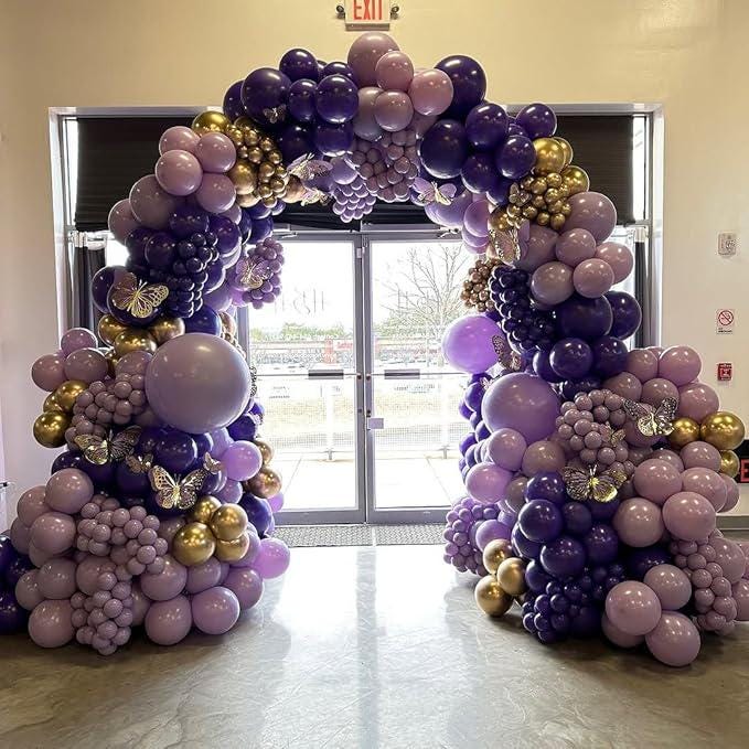 Purple & Gold Balloon Garland Kit: 162 Pcs Party Decor