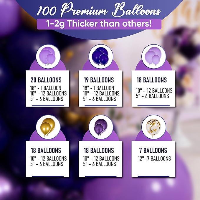 Purple & Gold Balloon Arch Kit: Lavender Lilac Party Garland