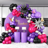 Hot Pink Purple Balloon Arch Kit Black Star Foil Balloons Party Decor