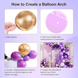 Purple Black Gold Balloon Arch Kit 147 Pcs Different Sizes Party Decor