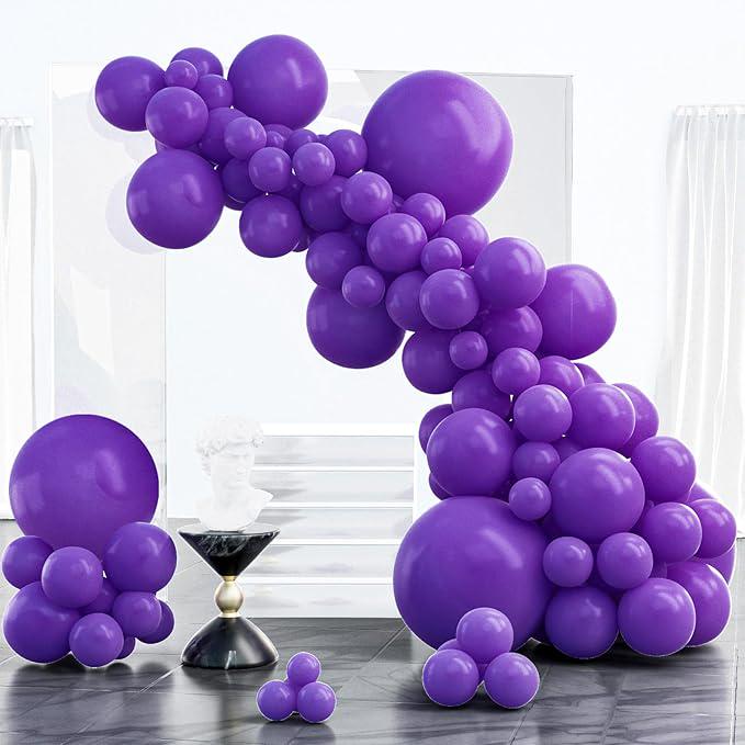 Dark Purple Balloon Arch Kit: Mixed Size Latex Party Decorations