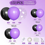 Purple & Black Balloon Garland Kit: 151 Piece Party Decorations