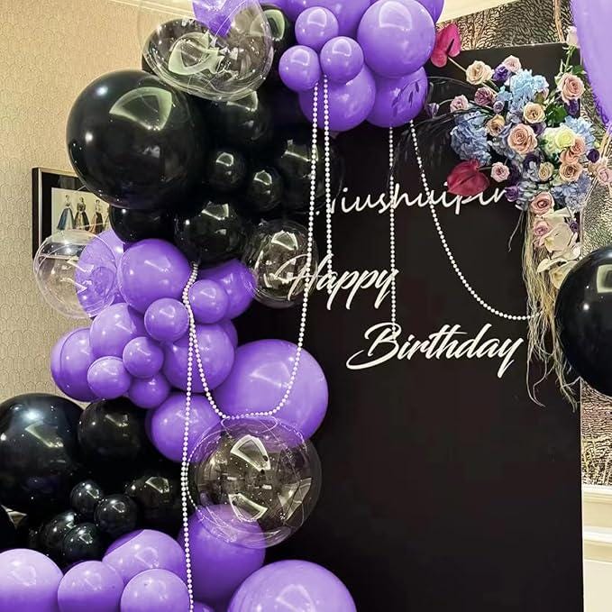 Purple & Black Balloon Garland Kit: 151 Piece Party Decorations