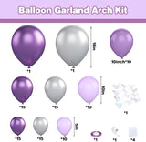 Purple Silver Balloon Arch Kit Metallic Butterfly Balloons Party Decorations