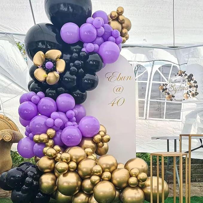 Purple & Black Balloon Garland Kit - 100pcs Party Decorations