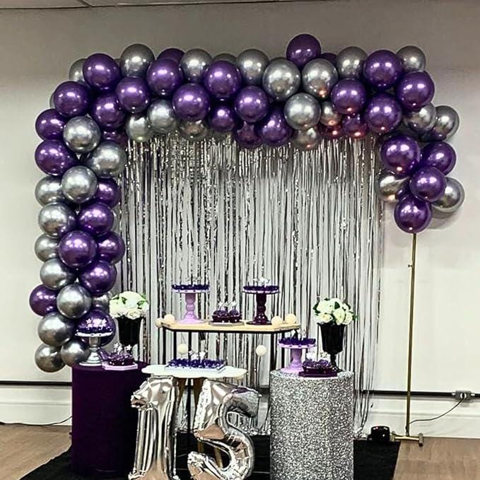Metallic Purple Silver Balloon Garland Arch Kit 18 12 5 Inch Party Decorations