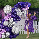 Purple Silver Balloon Arch Kit Dark Royal Metallic Party Decorations Birthday Graduation