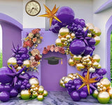 Purple Gold Balloon Arch Kit Dark Purple Metallic Star Balloons Party Decorations