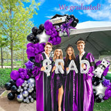 Black Dark Purple Silver Balloon Garland Arch Kit 130pcs Party Decorations