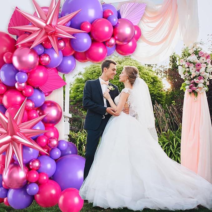 Hot Pink Purple Balloon Arch Kit 100pcs Metallic Balloons Party Decorations