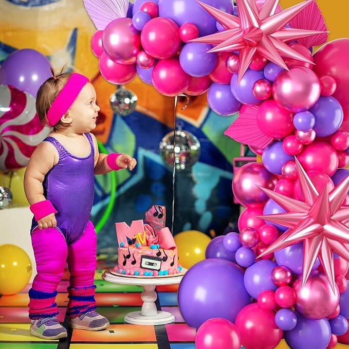 Hot Pink Purple Balloon Arch Kit 100pcs Metallic Balloons Party Decorations