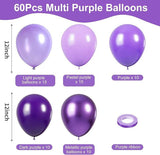 Purple Latex Balloon Set 60pcs 12 Inch Metallic Pastel Dark Balloons Party Decorations