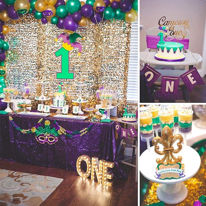 Purple Gold Green Balloon Arch Kit 140pcs Mixed Sizes Pearl Confetti Party Decorations
