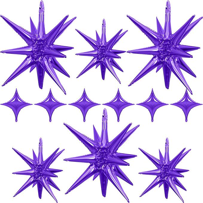 Purple Star Balloons 12PCS Large Foil Firework Shape for Wedding Graduation Birthday Halloween Party