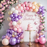 Pink Purple Balloon Garland Arch Kit Butterfly Hot Pink Gold Balloons for Party