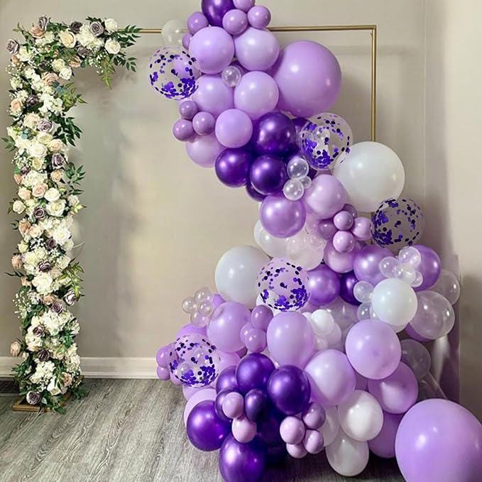 Purple Balloons 55PCS Lavender White Metallic Confetti Pearl for Birthday Baby Shower Wedding Party
