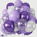 Purple Balloons 55PCS Lavender White Metallic Confetti Pearl for Birthday Baby Shower Wedding Party