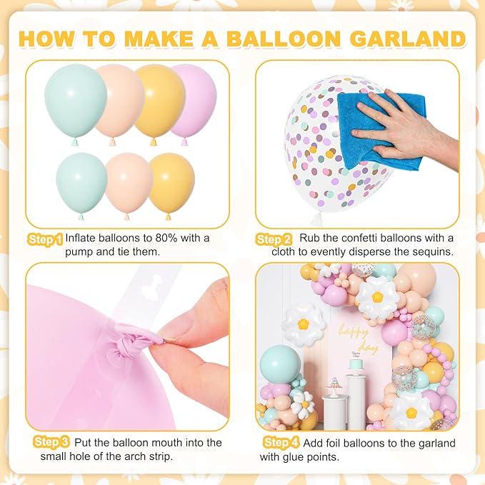 Daisy Balloon Garland Kit: Pastel Confetti, Floral Party Arch