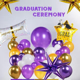 Royal Purple Gold Graduation Balloon Garland Kit with Star Diplomas for Class 2025 Party