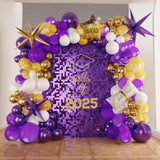 Royal Purple Gold Graduation Balloon Garland Kit with Star Diplomas for Class 2025 Party