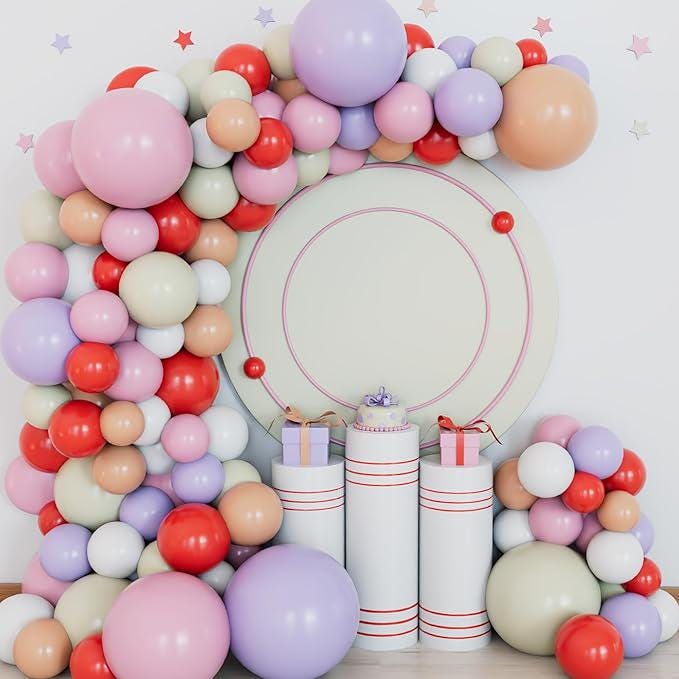 Pastel Balloon Arch Kit: 110 Red, Pink, Purple Garland
