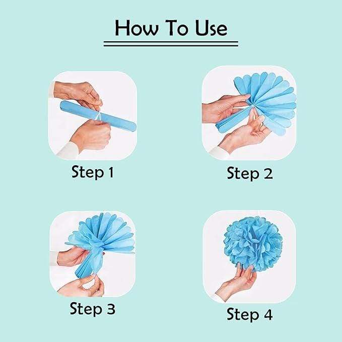 Purple White Lavender Paper Pom Poms 12PCS for Birthday Wedding Baby Shower Party Decorations