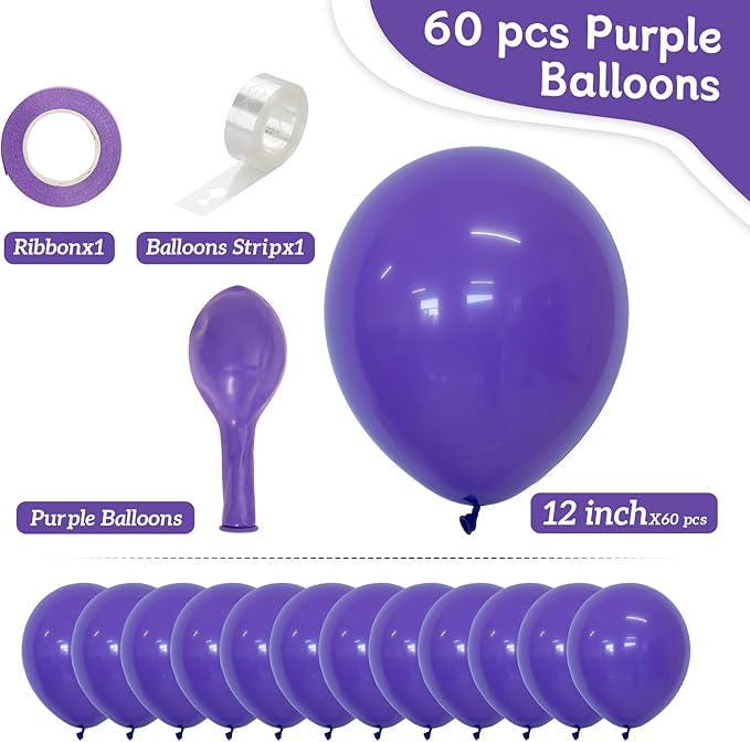 Purple Balloons 60PCS 12 Inch Dark Royal Purple for Birthday Baby Shower Wedding Party