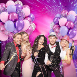 Pink Purple Balloons 61PCS 12 Inch Confetti Metallic with Ribbon for Wedding Birthday Party