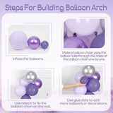 Purple Birthday Decorations Metallic Silver White Lavender Balloons Banner Fringe for Women