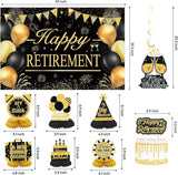 Retirement Party Decorations for Men and Women Black Gold Banner Balloons Set