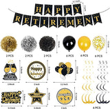 Retirement Party Decorations for Men and Women Black Gold Banner Balloons Set