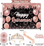 Retirement Party Decorations for Women 52Pcs Rose Gold Black Banner Backdrop Balloons Set
