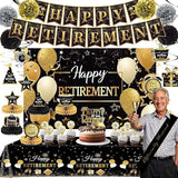 Retirement Party Decorations Banner Backdrop Swirls Tablecloth Centerpiece Set
