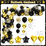 Retirement Party Decorations for Men Women 109Pcs Black Gold Banner Balloons Swirl Set