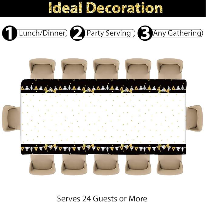 Happy Retirement Party Supplies Black Gold Plates Napkins Tablecloth Set for Men Women