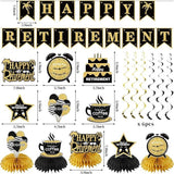 20Pcs Happy Retirement Party Decorations Black Gold Banner Balloons Centerpiece Set