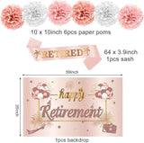 20Pcs Retirement Party Decorations for Women Pink Rose Gold Banner Balloons Centerpiece Set