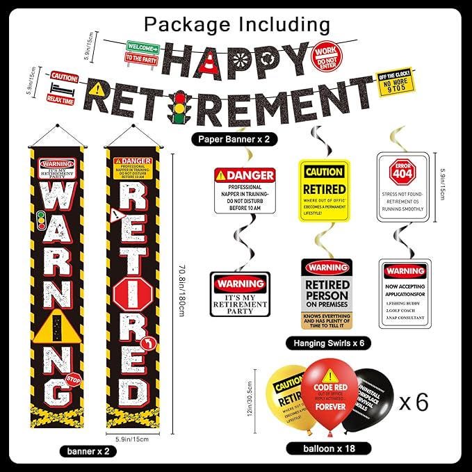 Retirement Party Decorations for Men Women Banner Swirls Door Sign Legend Retired Set