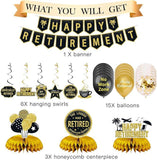 25Pcs Retirement Party Decorations for Men Women Black Gold Banner Balloons Centerpiece Set