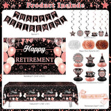 Retirement Party Decorations for Women 109Pcs Rose Gold Black Banner Balloons Swirl Set