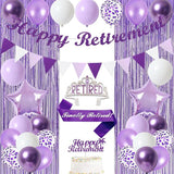 Purple Retirement Decorations Kit for Women Banner Crown Sash Balloons