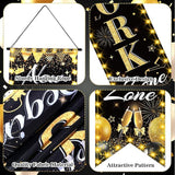 3Pcs Black Gold Retirement Porch Door Banner Happy Retirement Sign