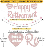 Rose Gold Retirement Party Decorations 21Pcs Banner Honeycomb Balls Swirls Garland
