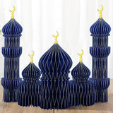 5 PCS Ramadan Party Decorations 3D Honeycomb Centerpieces Eid Mubarak Table Décor Blue