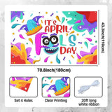 April Fools Day Banner: Colorful Jester Hat Party Backdrop Décor