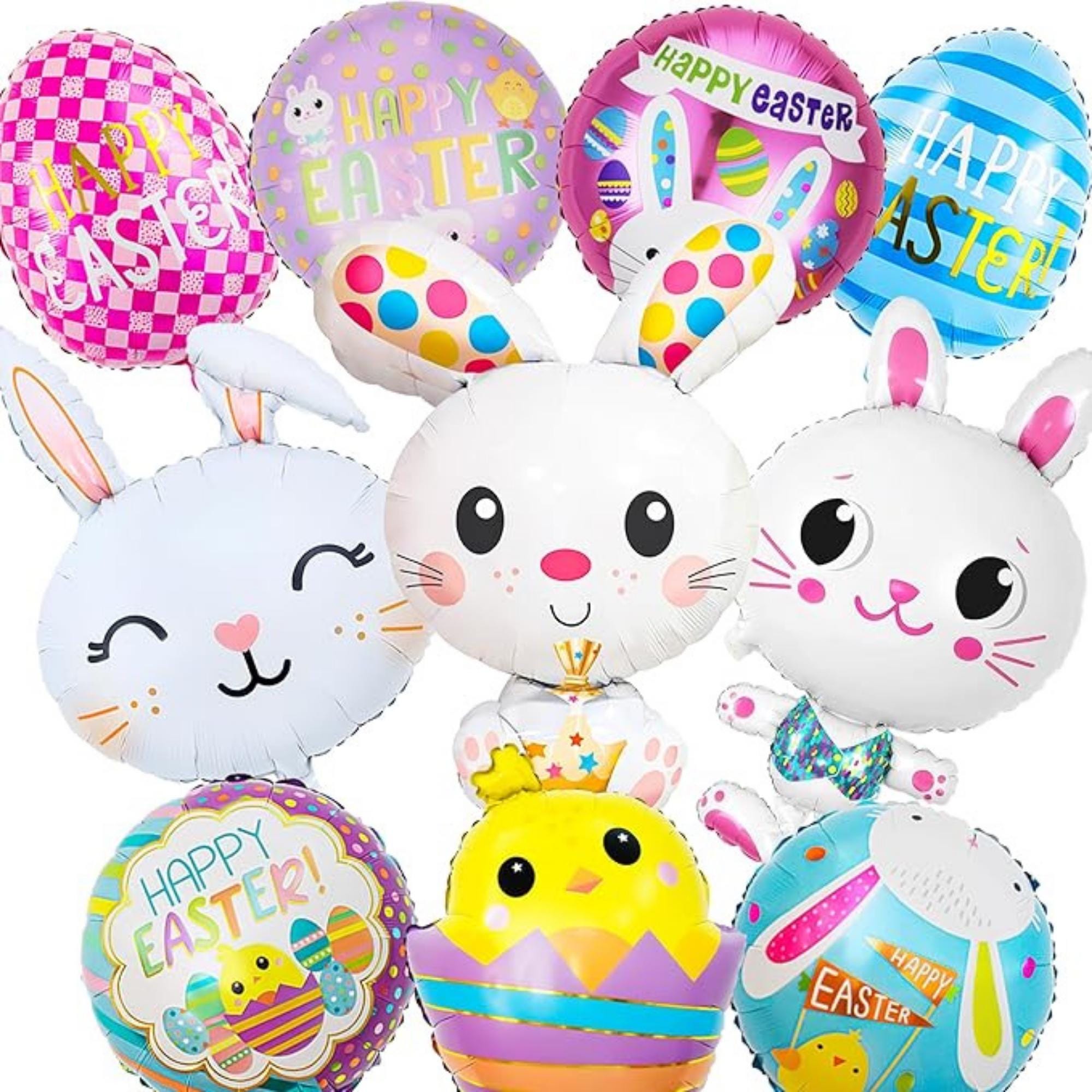 Easter Balloons 10 Pack Mylar Foil Bunny Egg Chick Helium Party Decor