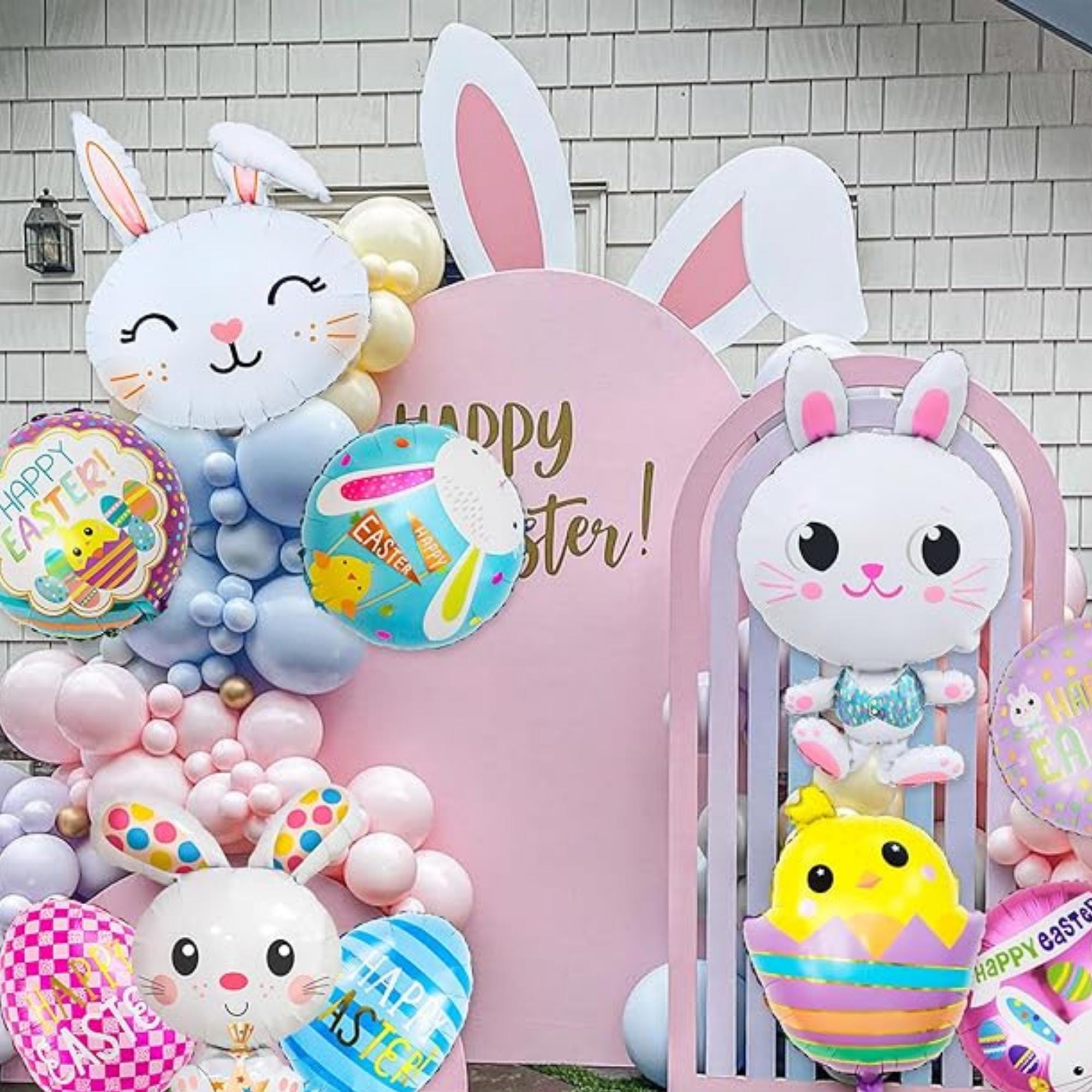 Easter Balloons 10 Pack Mylar Foil Bunny Egg Chick Helium Party Decor