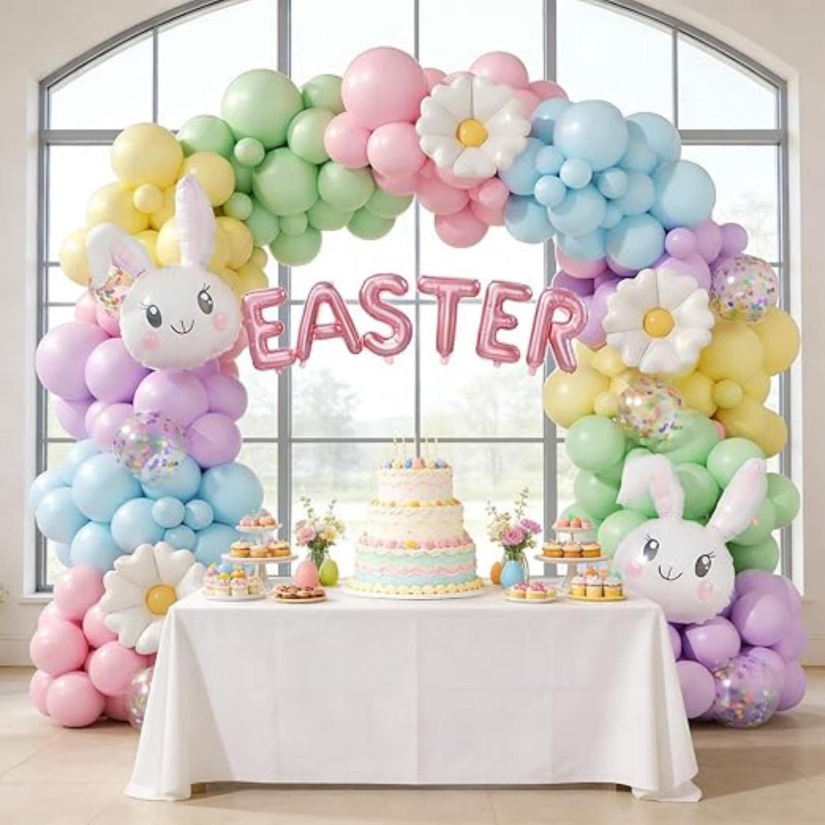 Easter Balloon Arch Kit Garland with Pastel Rainbow Balloons for Party Decor